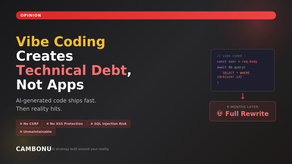 Vibe Coding Creates Technical Debt, Not Apps